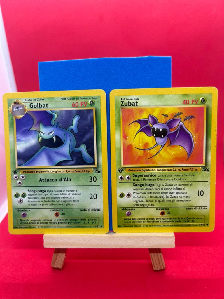 Zubat 57/62 & Golbat 29/62 Italiaanse Fossil 1st Edition, Ophalen of Verzenden, Gebruikt