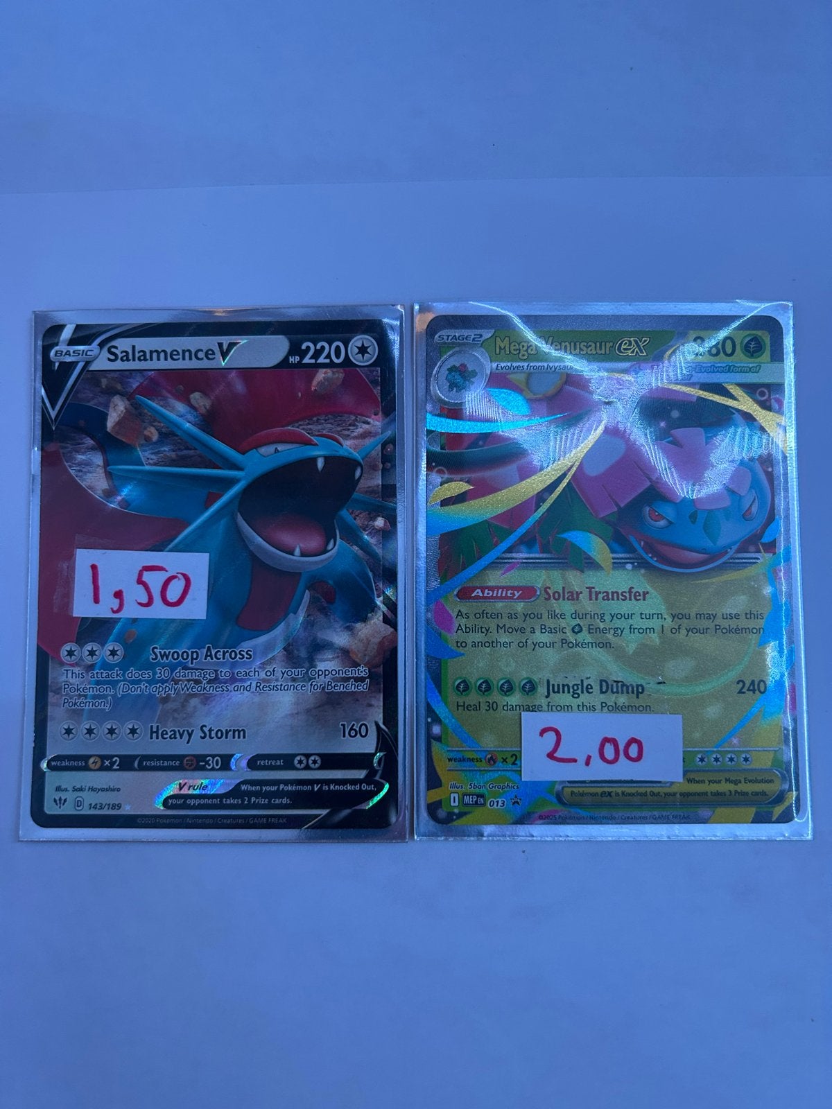 Pokémon kaarten: Salamence V & Mega Venusaur EX, Ophalen of Verzenden, Gebruikt, Meerdere kaarten