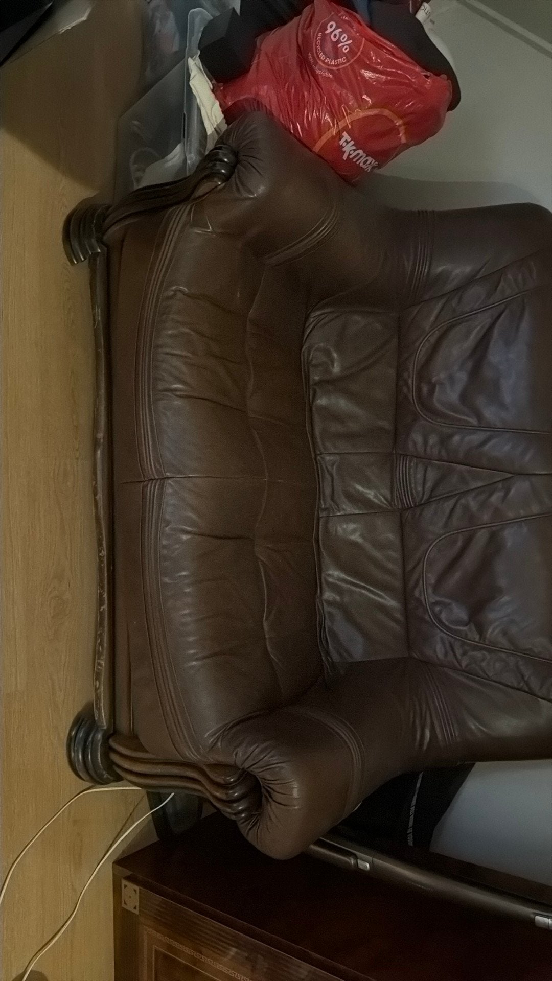 Leren bank, Ophalen, Gebruikt, 125 tot 150 cm, Leer