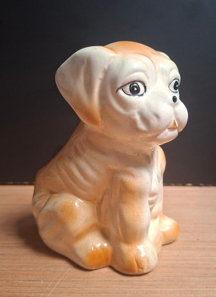 Vintage keramische BOXER puppy bloempotje, Antiek en Kunst, Ophalen of Verzenden