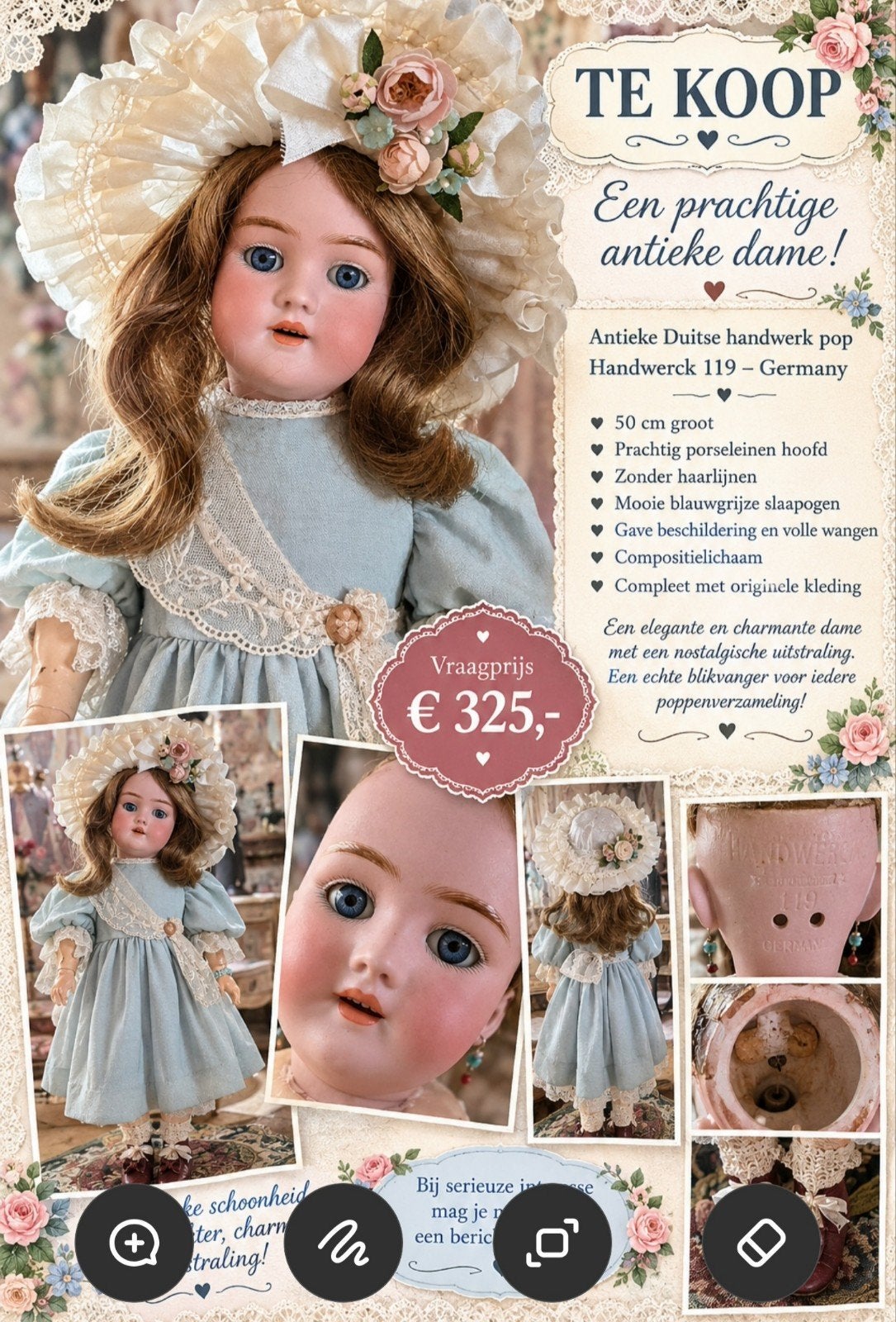mooie handwerk germany  pop, Antiek en Kunst, Ophalen of Verzenden
