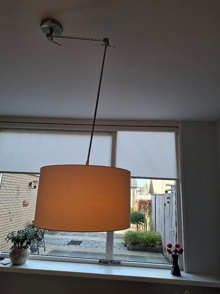 RVS hanglamp, Ophalen, Gebruikt, E27 (groot), Textiel