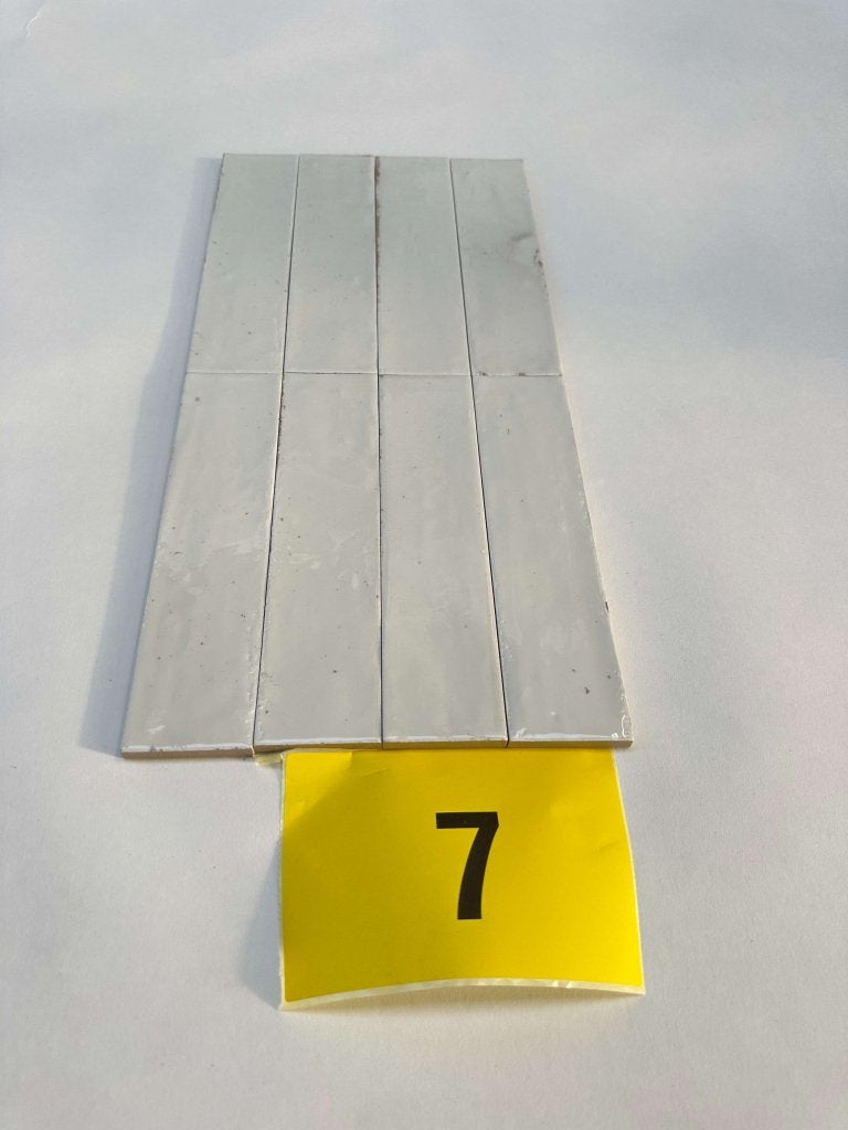 Witte, keramische tegels 6x24cm – ± 2,85m² – restpartij, Ophalen, Nieuw, Minder dan 20 cm, 20 tot 40 cm