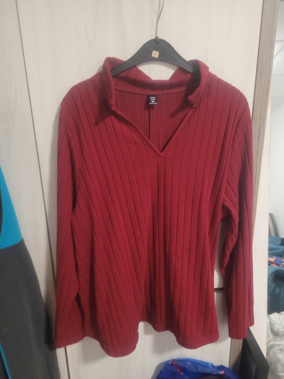 Shein 3XL ribbelstof trui met V-hals, Kleding | Dames, Truien en Vesten, Maat 46/48 (XL) of groter, Ophalen of Verzenden, Zo goed als nieuw