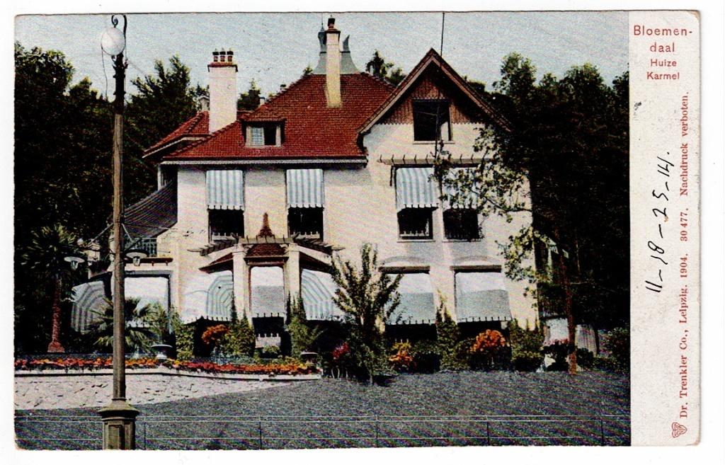 Bloemendaal 1908. Huize "Karmel"., Ophalen of Verzenden, Voor 1920, Gelopen, Noord-Holland