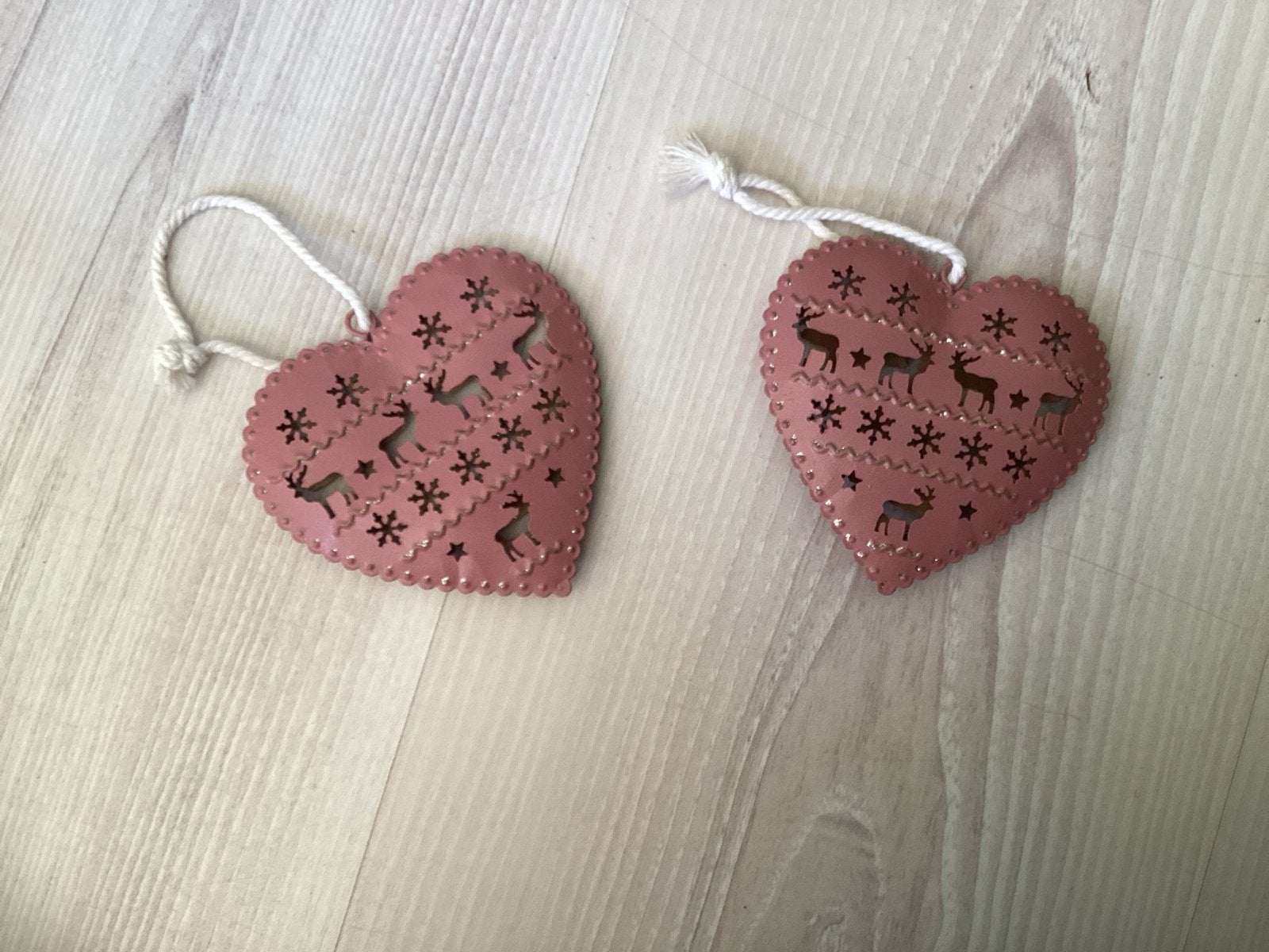 Leuke hartjes hanger met rendier en sterren decoratie, Gebruikt, Roze, Ophalen of Verzenden, Landelijk
