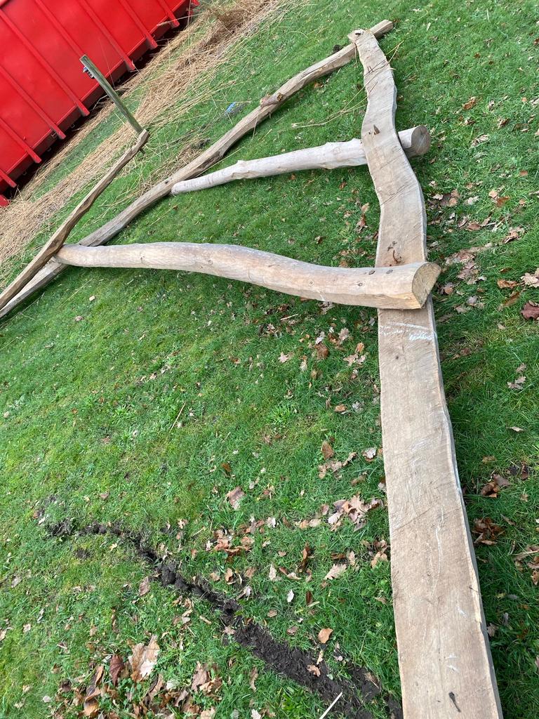 Authentieke houten spanten en balken, Doe-het-zelf en Verbouw, Hout en Planken, Ophalen, Gebruikt, Balk, Vuren