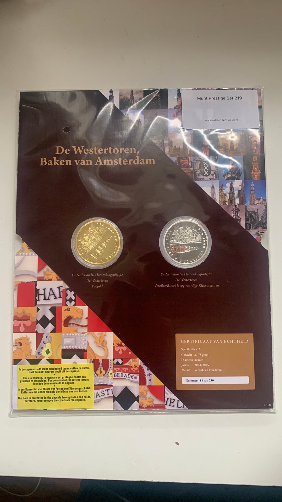 De westertoren, baken van amsterdam edelcollecties munt, Ophalen of Verzenden, Koningin Beatrix, Euro's, Setje