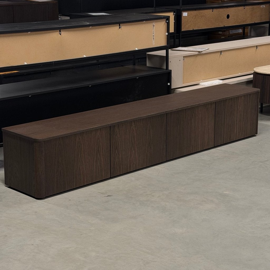 tv dressoir japandi stijl eiken bruin 240cm zwevend, Ophalen, Eikenhout, Zo goed als nieuw, 200 cm of meer