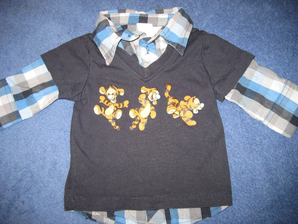 Blauw shirt, 62, H+M Winnie Pooh(400)lijkt op hemd met shirt, Ophalen of Verzenden, Zo goed als nieuw, Jongetje, Shirtje of Longsleeve