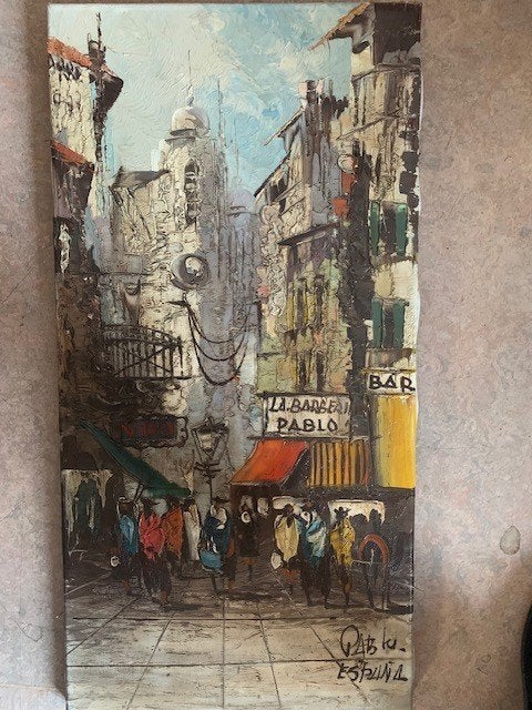 Pablo Espana, Olie op canvas, in goede staat., Origineel werk, Doek, Ophalen of Verzenden, Olieverf