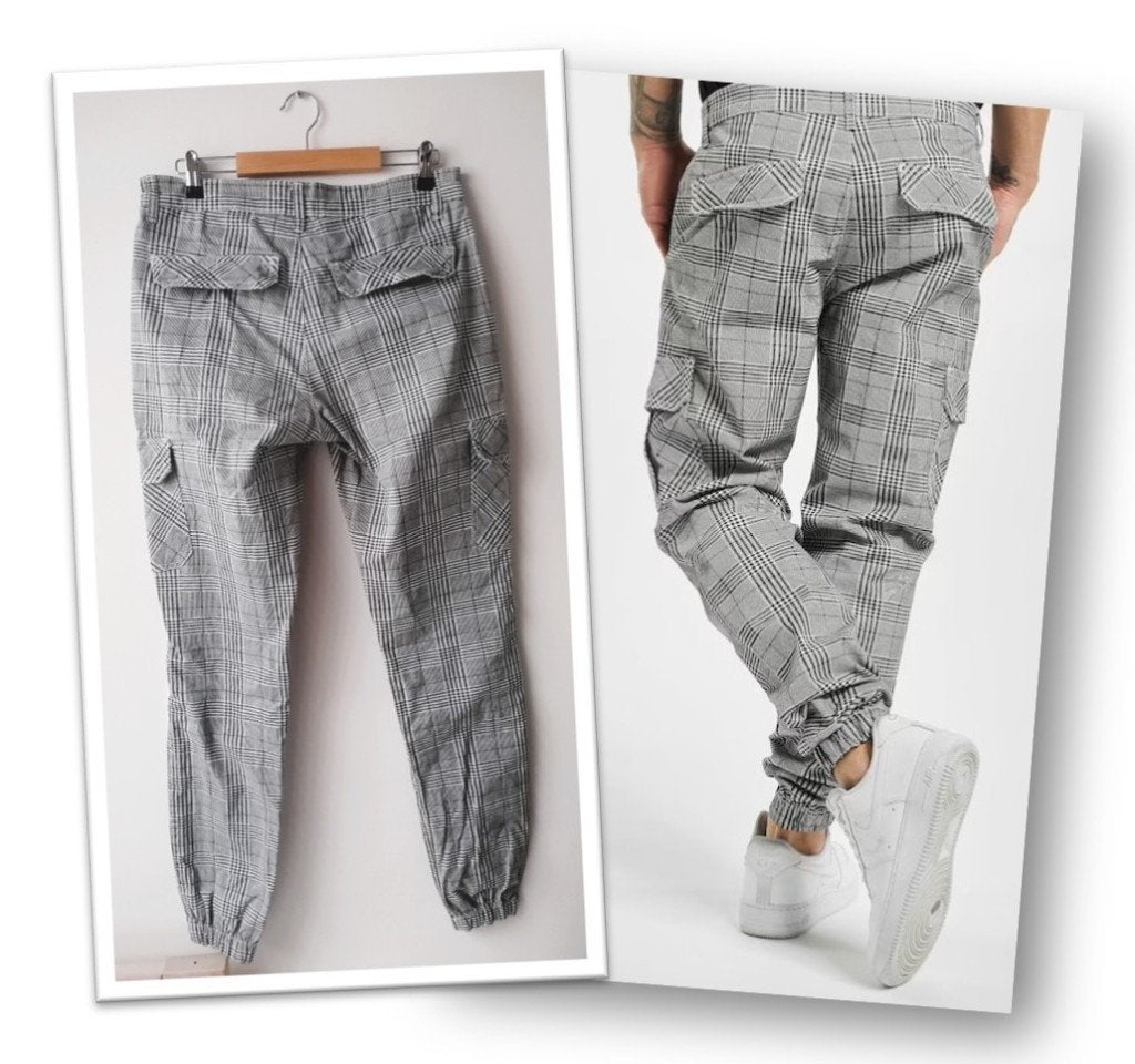 Urban Classics zwart wit geruite cargo jog broek, maat S, Zwart, Ophalen of Verzenden, Gedragen, Urban Classics