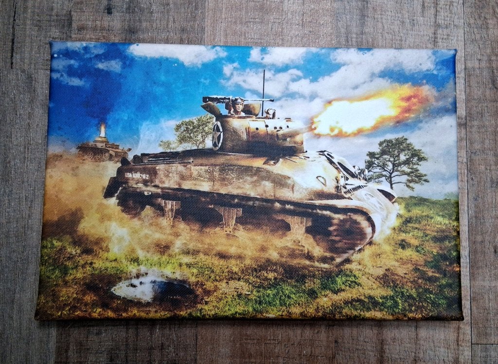 Poster Sherman Tank, Eigen ontwerp, 30 cm, Meerkleurig, Textiel