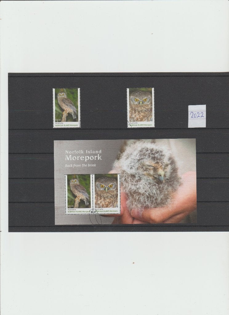 Norfolk Island Morepork postzegels 2022, Postzegels en Munten, Ophalen of Verzenden, Gestempeld