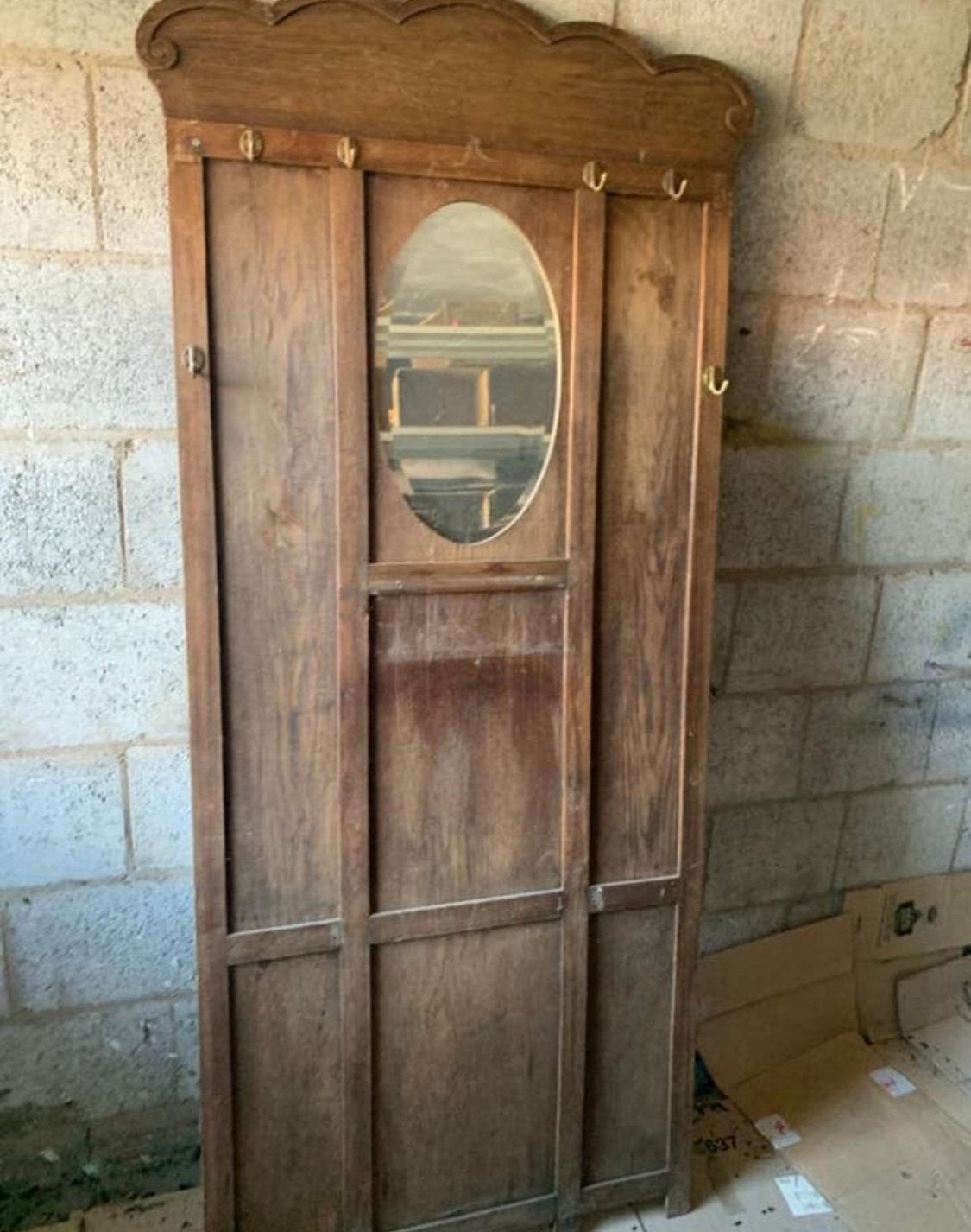 Antiek garderobe met spiegel 2 meter hoog 80,-, Antiek en Kunst, Antiek | Meubels | Kasten, Ophalen of Verzenden