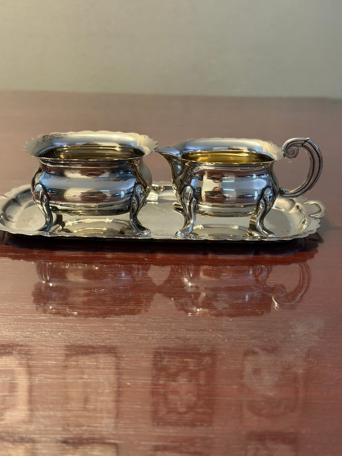 Vintage Scandinavisch Verzilverd roomstel, Ophalen of Verzenden, Zilver