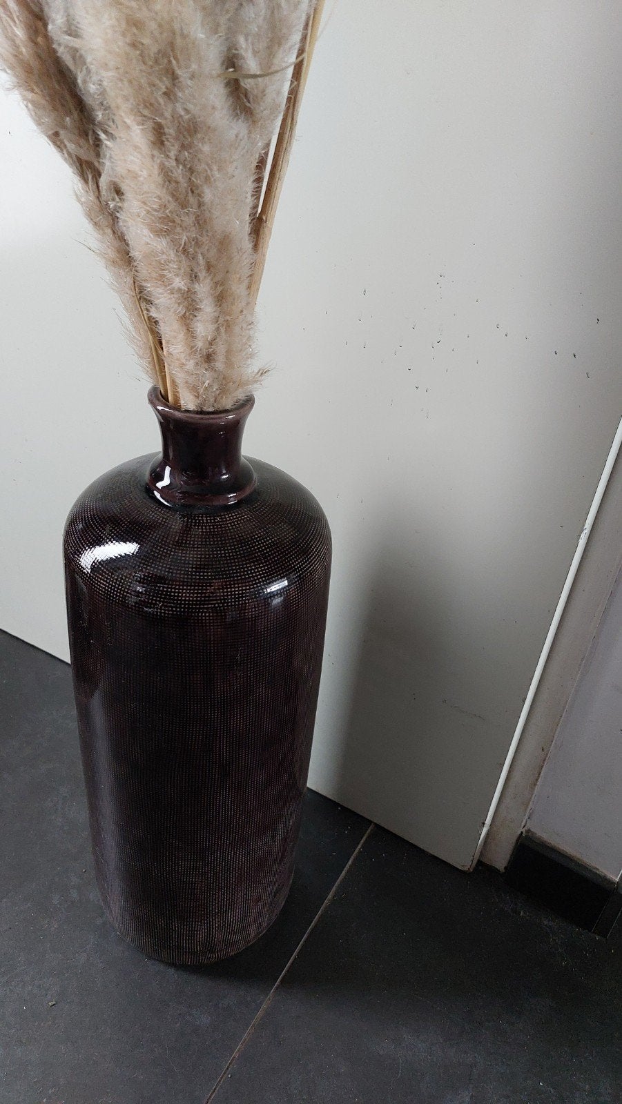 Te koop vaas, Ophalen of Verzenden, Overige kleuren, Glas, 50 tot 75 cm