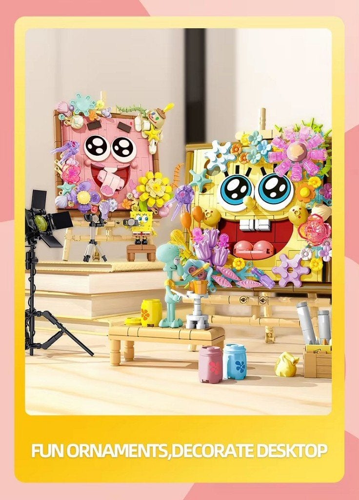 3D schilderijtjes Spongebob en Patrick bouwsteen lego set, Overige thema's, Compleet, Lego, Nieuw