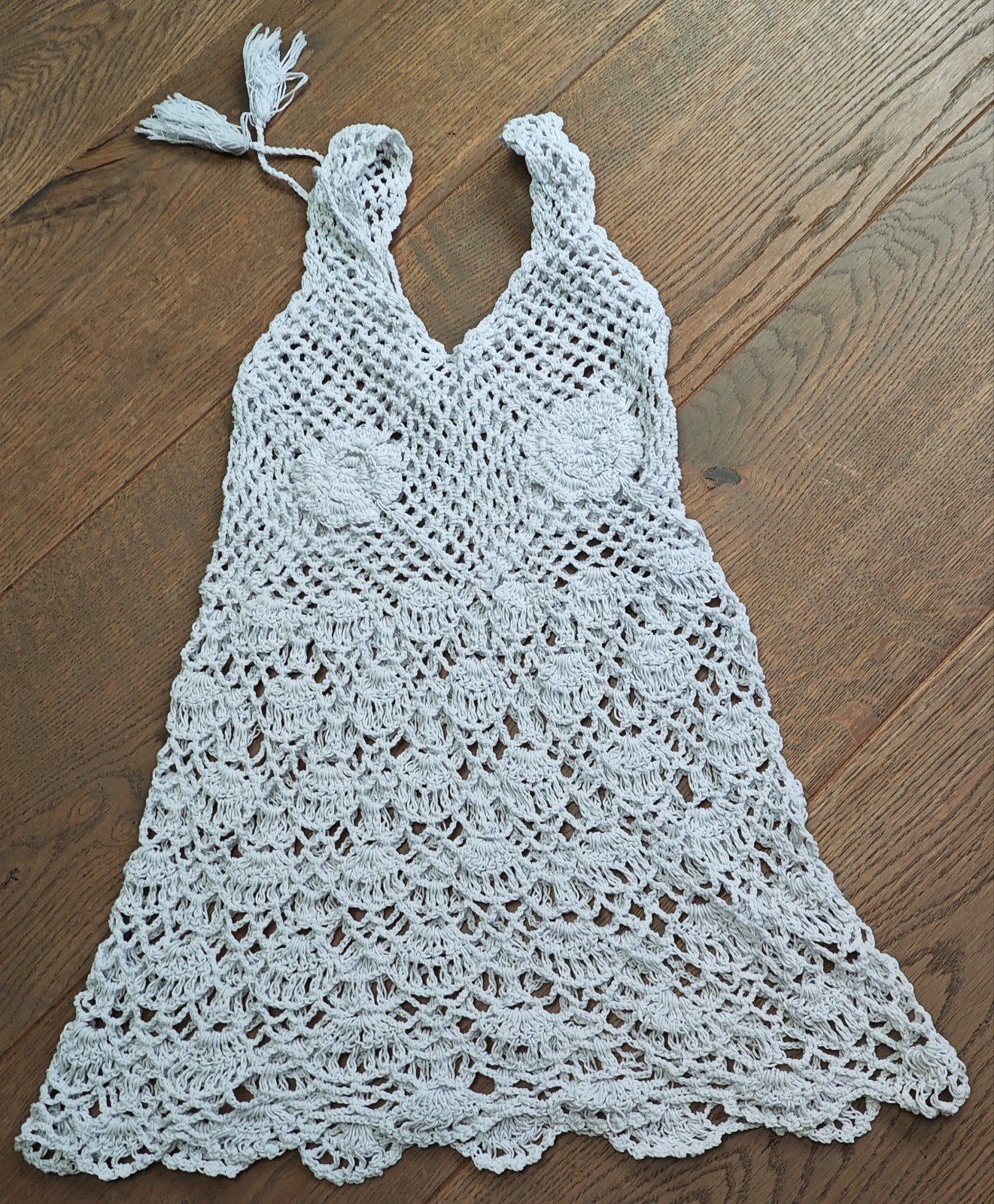 Te koop: Mooie gehaakte top/strand jurkje, IBIZA STYLE MT: S, Wit, Ophalen of Verzenden, Onbekend, Zo goed als nieuw
