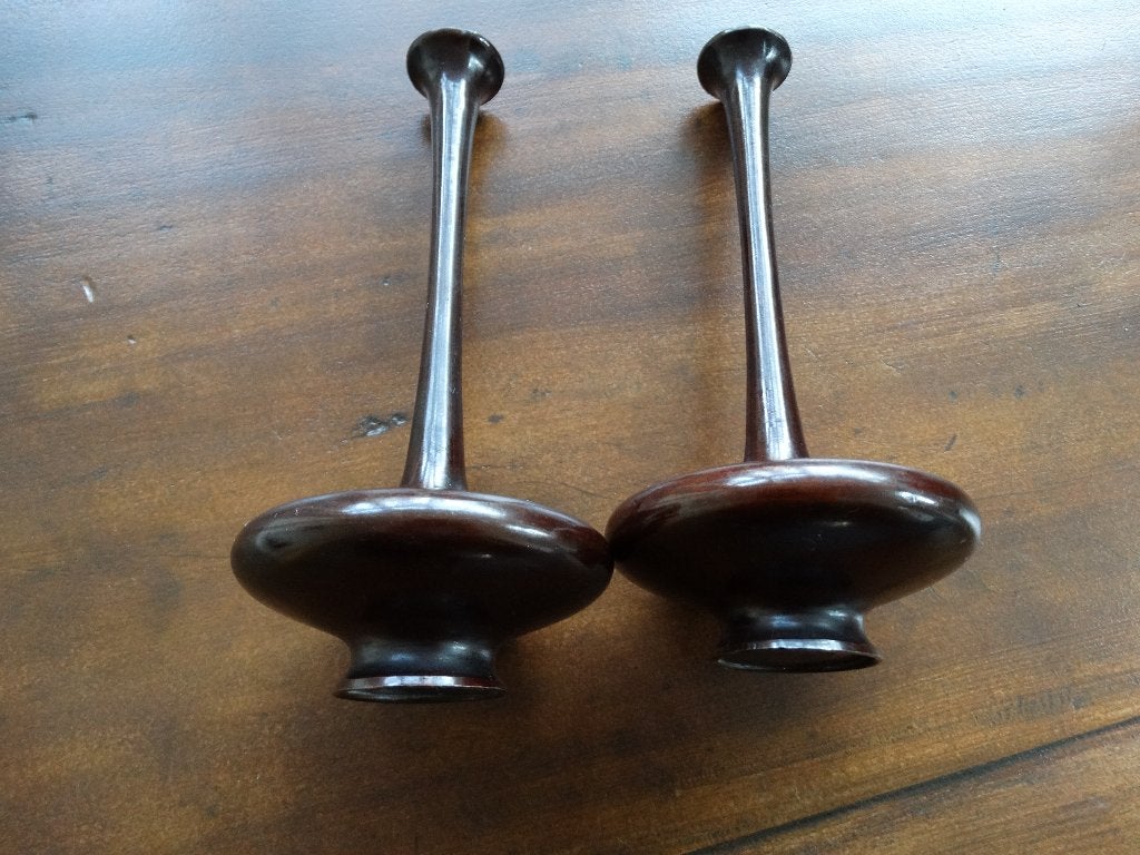 Set Japans bronzen steelvazen, vaasjes brons, siervazen, Bruin, Verzenden, 18 cm, Japan
