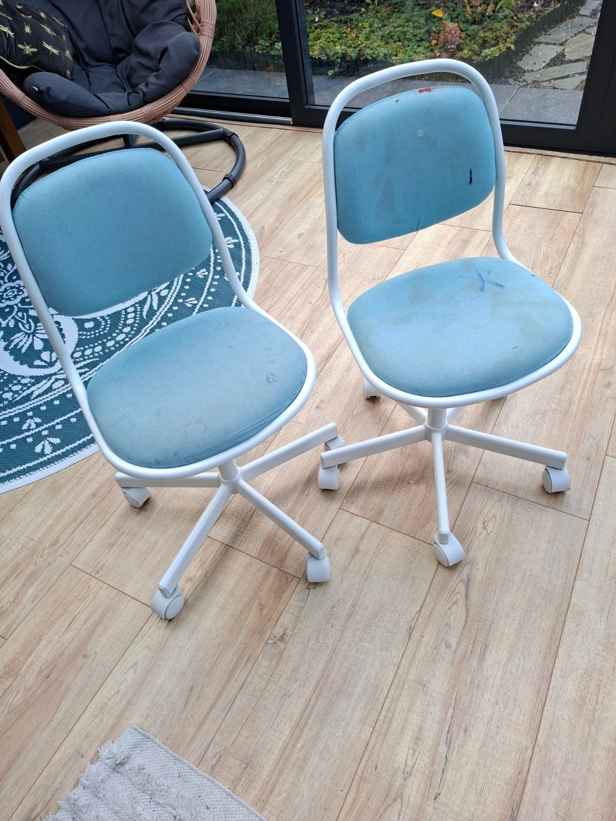 2x IKEA Bureaustoel - Lichtblauw, Ophalen, Gebruikt, Blauw, Bureaustoel