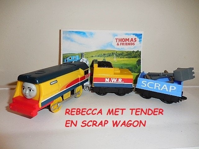 Trackmaster Thomas de Trein, Rebecca met Scrap, Kartel Wiel, Kinderen en Baby's, Ophalen of Verzenden, Gebruikt