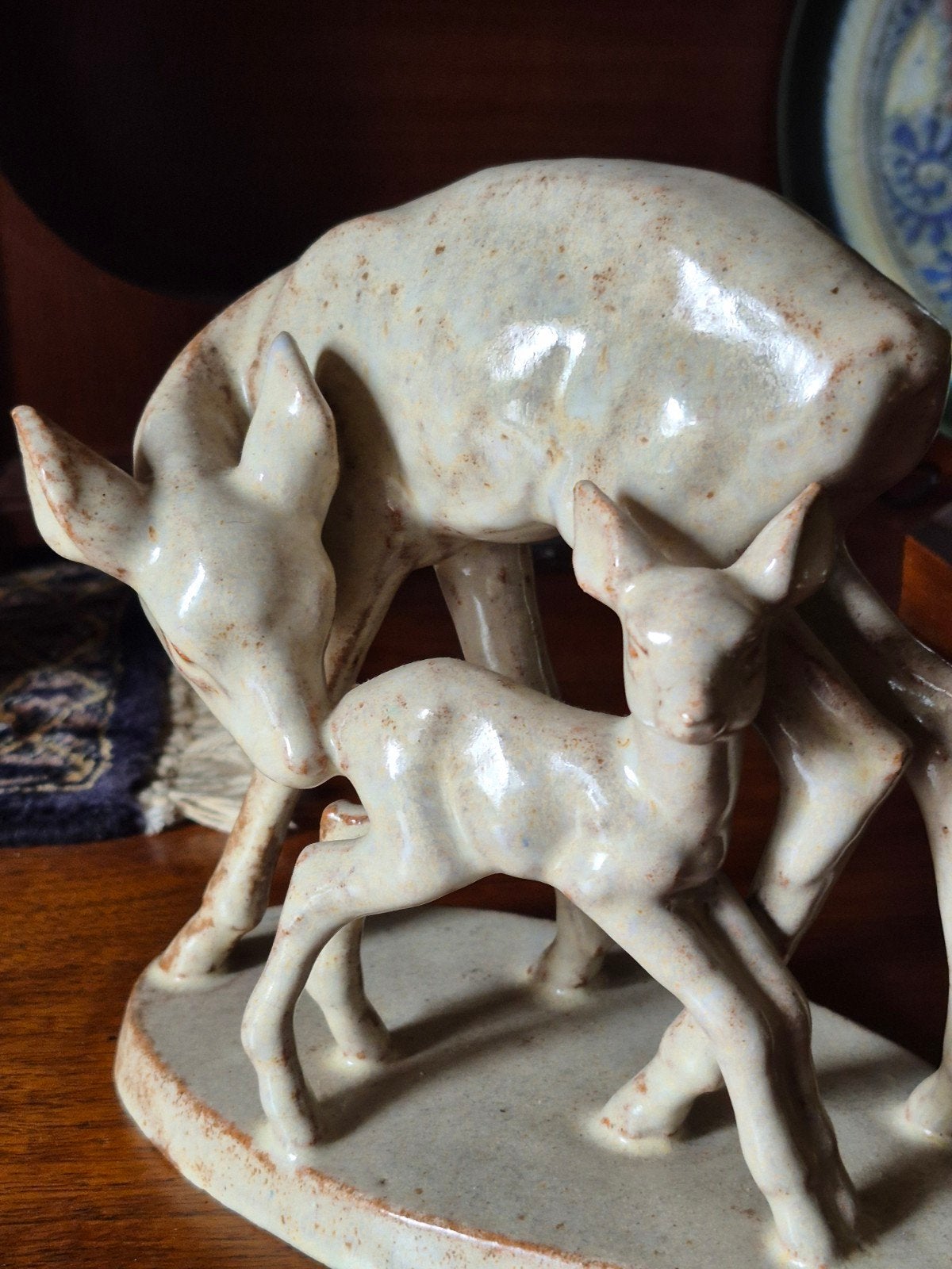 Art Deco Keramiek Beeld Rudolf Rempel - Ree met kalf, Ophalen of Verzenden