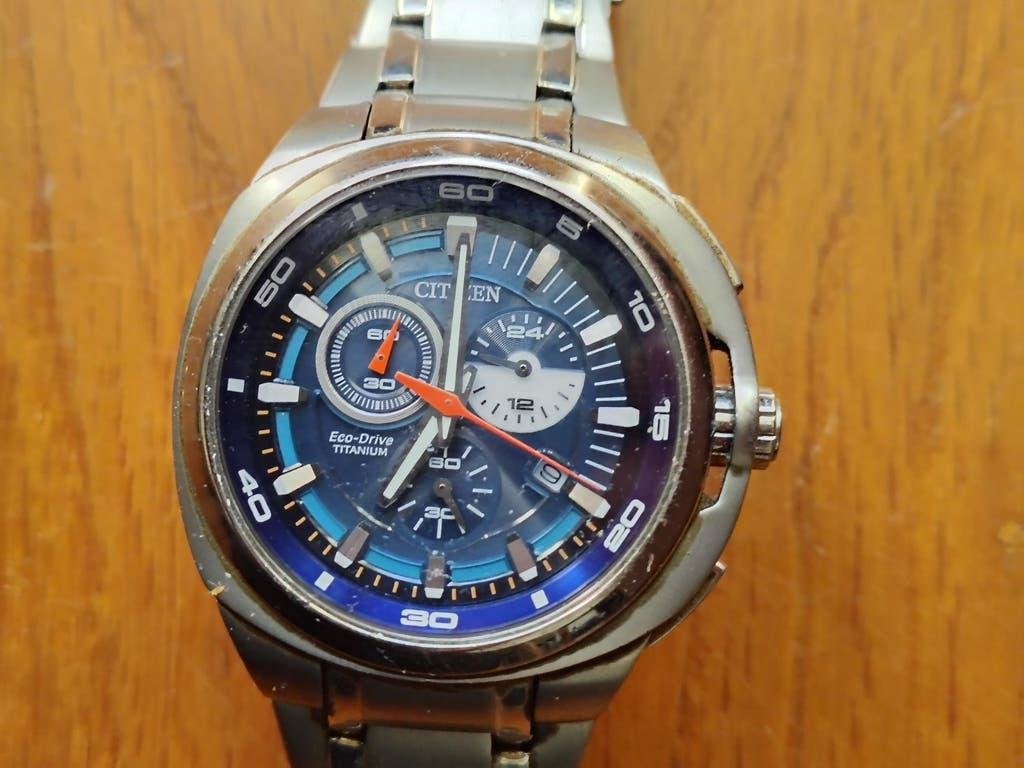 Citizen horloge chronograph  eco- drive titanium, Ophalen of Verzenden, Gebruikt, Zilver, IOS