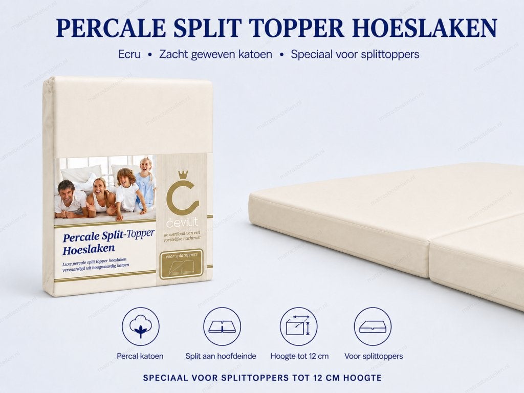 CEVILIT Perkal Hoeslaken speciaal voor topper met split -, Dexitex.nl, Verzenden, Buurserstraat 15 A, 7481 EG,Haaksbergen, Info@dexitex.nl