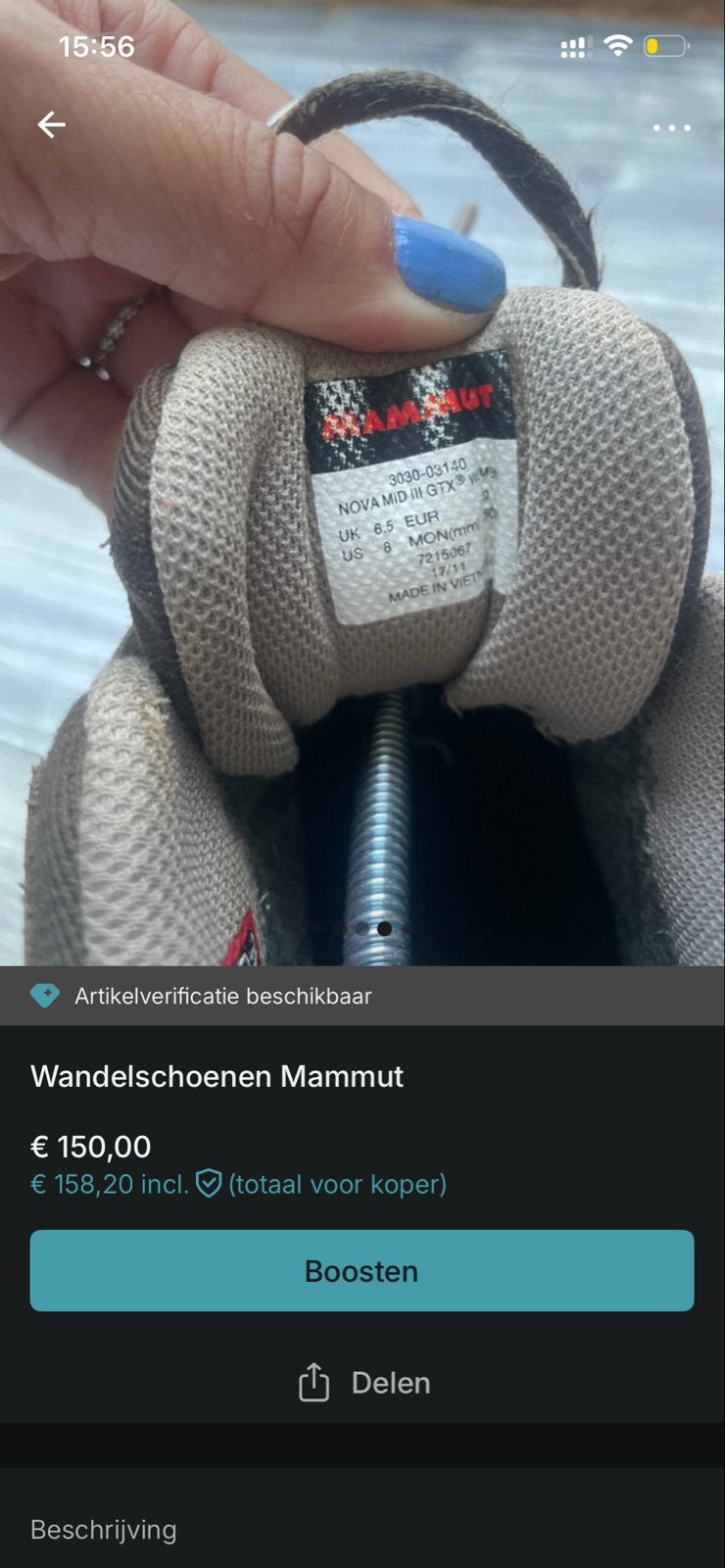 Mammut Nova Mid III GTX wandelschoenen - Maat 40, Ophalen of Verzenden, Zo goed als nieuw, Schoenen