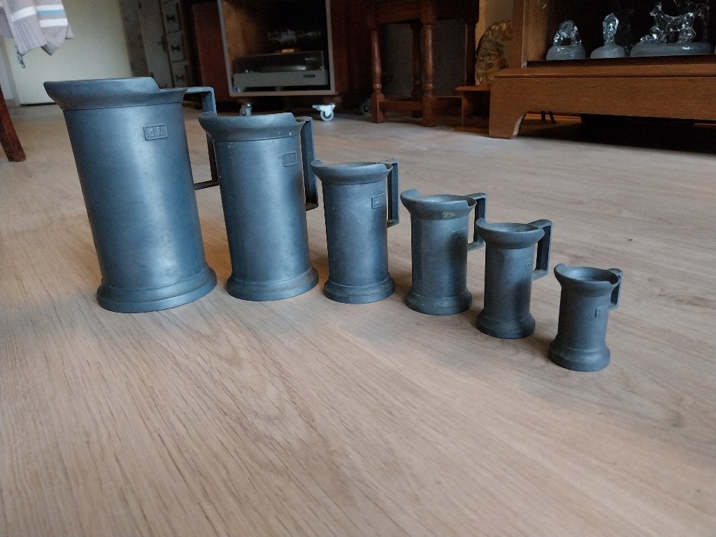 Tinnen maatbekers, Ophalen of Verzenden