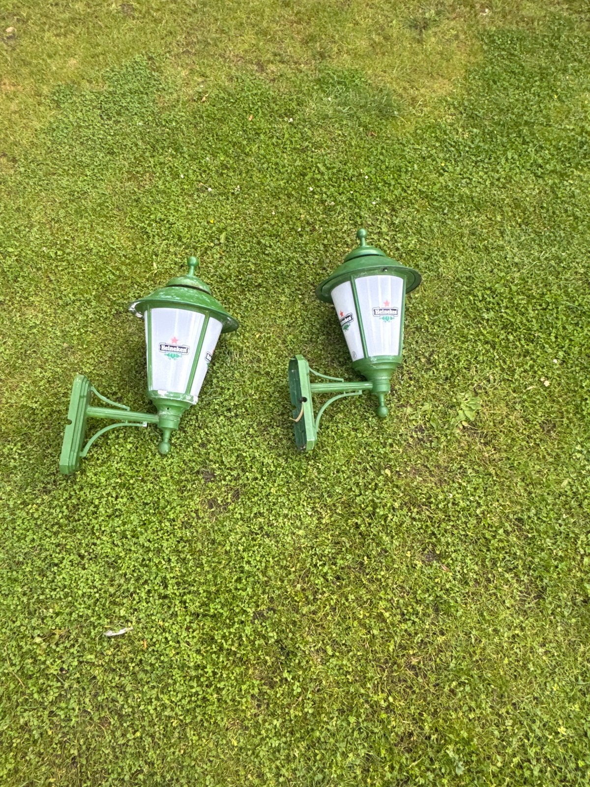 2 Heineken buitenlampen - groen, Metaal, Overige merken, Gebruikt, Ophalen of Verzenden
