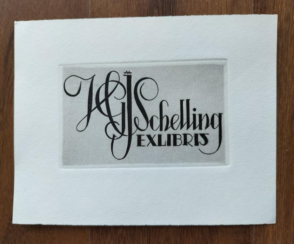 Exlibris H.G.J. Schelling (architect) (Jan Battermann, 1966), Antiek en Kunst, Ophalen of Verzenden, Ex libris, Origineel, 1950 - 1999