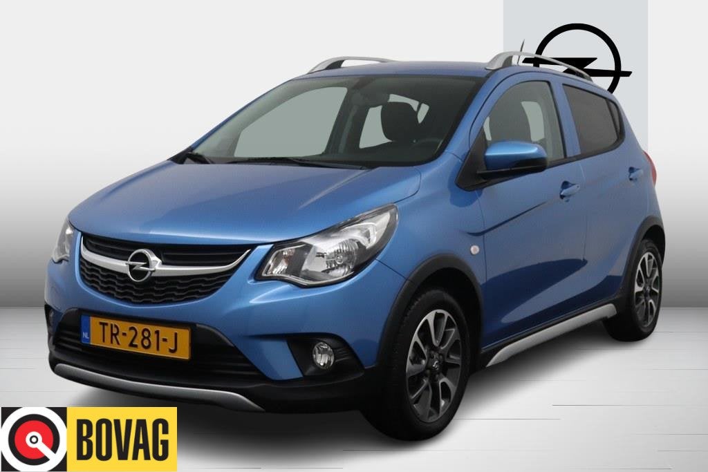 Opel KARL 1.0 Rocks Online Ed. rijklaarprijs CarPlay/Airco, Auto's, Voorwielaandrijving, 839 kg, Stof, Gebruikt