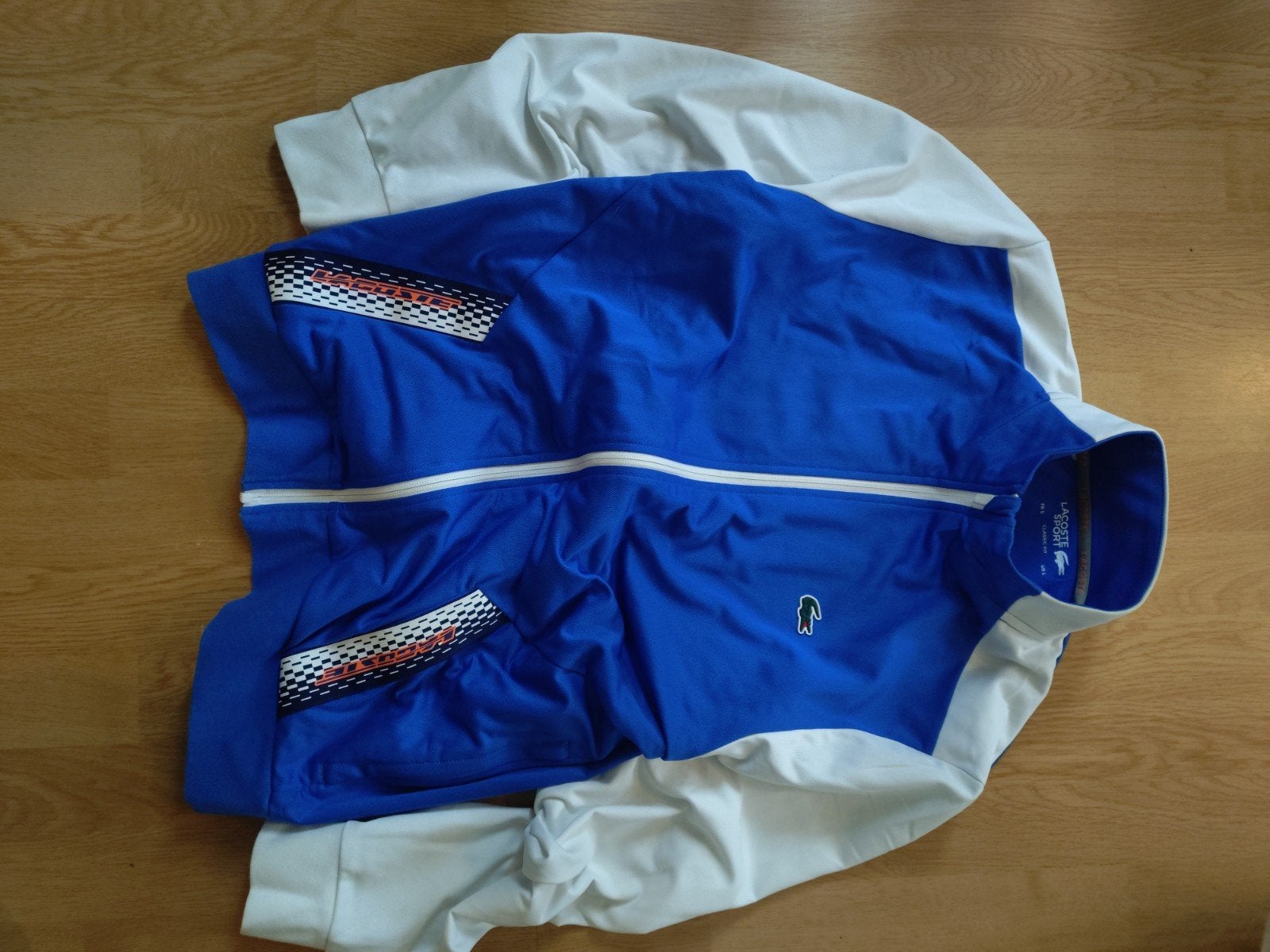 Lacoste Sport Trainingsjack Blauw/Wit Maat L, Maat 52/54 (L), Blauw, Lacoste, Ophalen of Verzenden