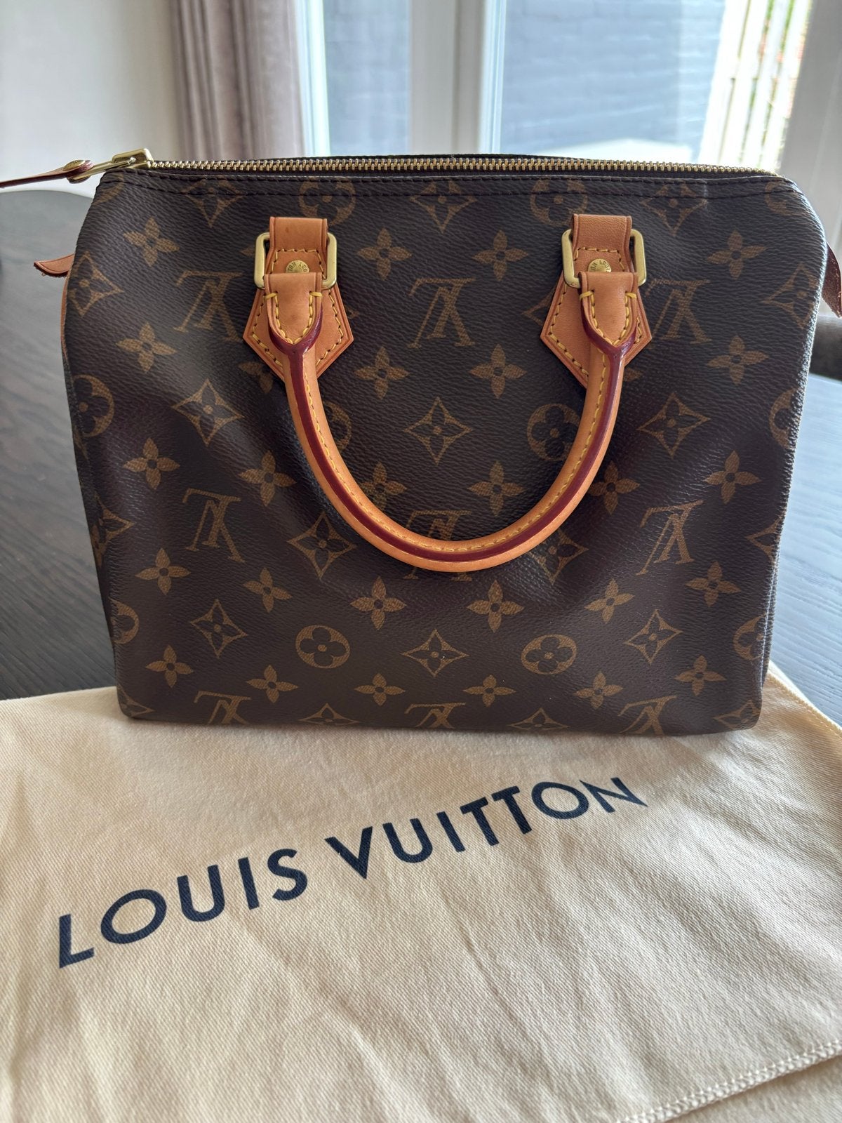 Louis Vuitton Speedy 25 Monogram canvas, Ophalen, Zo goed als nieuw, Bruin, Handtas