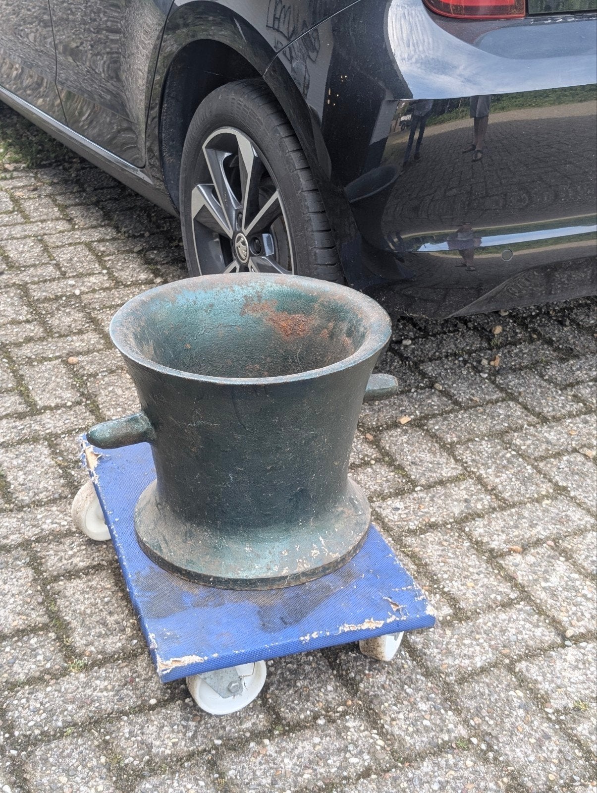 Grote antieke vijzel gietijzer €150, Antiek en Kunst, Ophalen