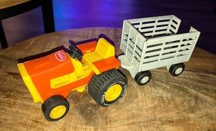 Tonka Tractor met Aanhanger, Ophalen of Verzenden, Gebruikt, Hijskraan, Tractor of Landbouw