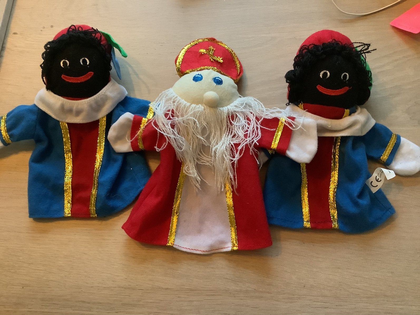 3 vintage Sinterklaas handpoppen. Sint met 2 zwarte pieten., Ophalen of Verzenden, Zo goed als nieuw
