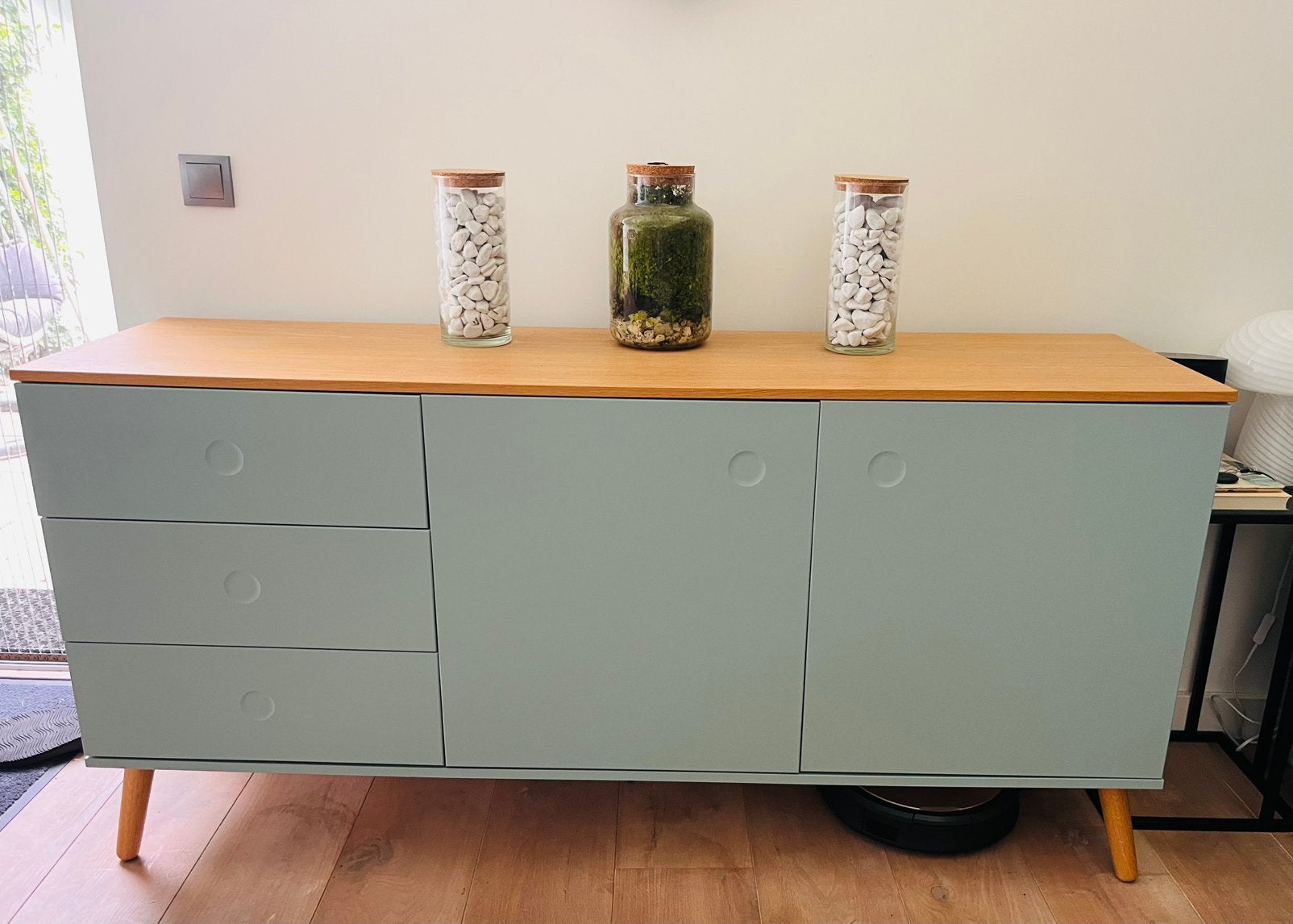 Mintgroen dressoir scnadinavische stijl, Ophalen, Gebruikt, 150 tot 200 cm, Scandinavisch