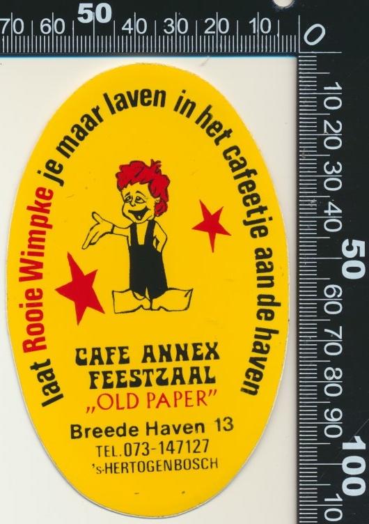 Sticker: Cafe Feestzaal Old Paper - sHertogenbosch, Ophalen of Verzenden, Zo goed als nieuw, Bedrijf of Vereniging