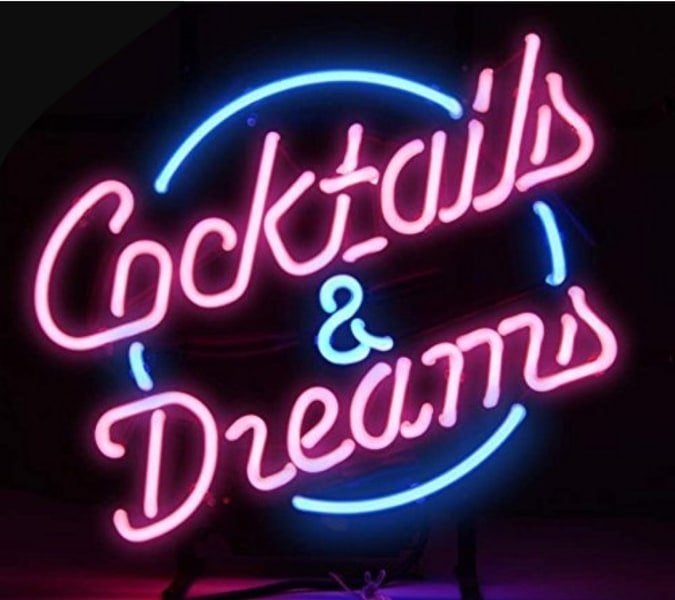 Cocktails & dreams neon en veel andere leuke USA decoratie, Lichtbak of (neon) lamp, Nieuw, Ophalen of Verzenden, Info@americansaleshop.nl