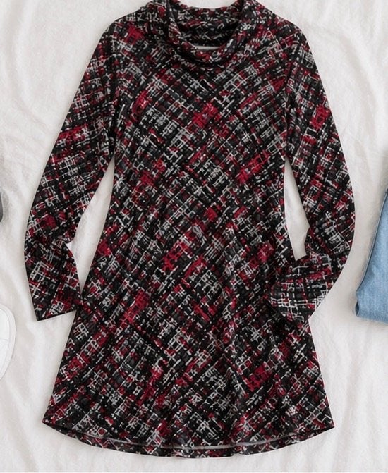 Tom Tailor rood zwart jurkje met kol nieuw maat S, Nieuw, Knielengte, Maat 36 (S), Rood