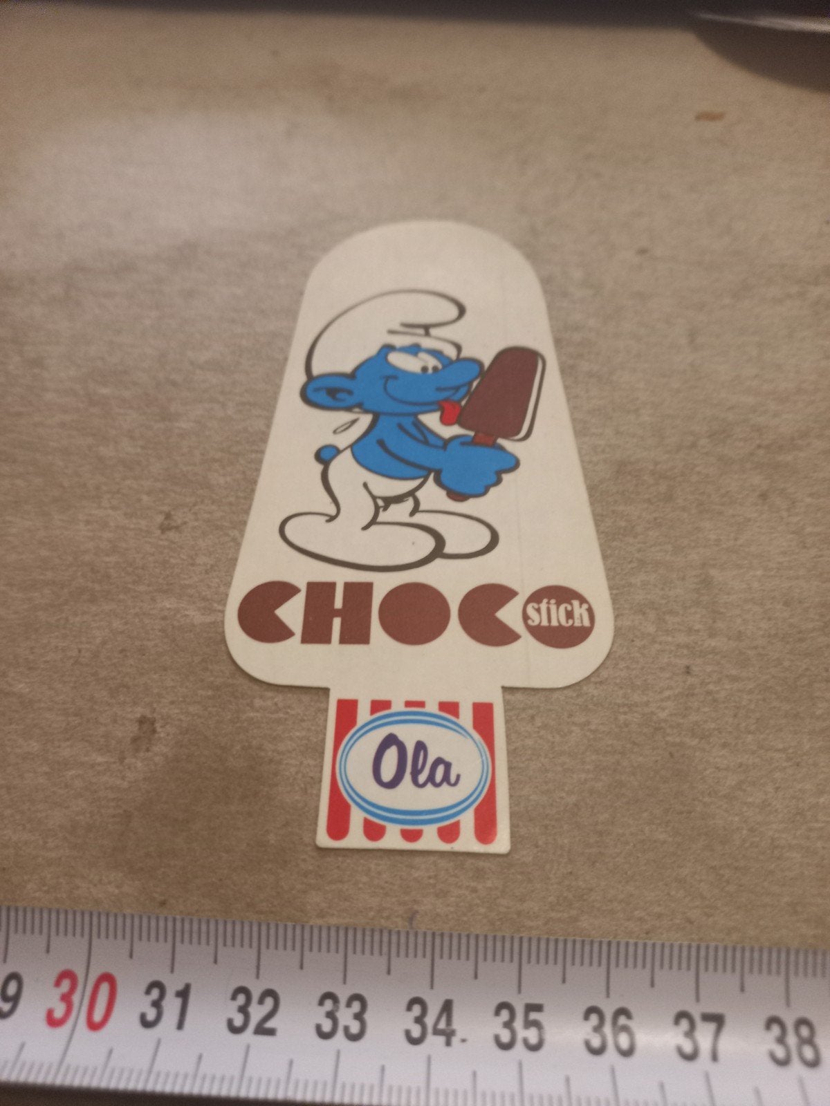 Smurf Choc Stick Ola Reclame Sticker, Verzamelen, Smurfen, Ophalen of Verzenden