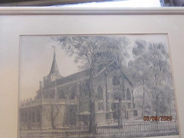 2 Etsen van de Kerk in Rotterdam, Charlois(kerk/interieur), Antiek en Kunst, Kunst | Etsen en Gravures, Ophalen of Verzenden, Religie