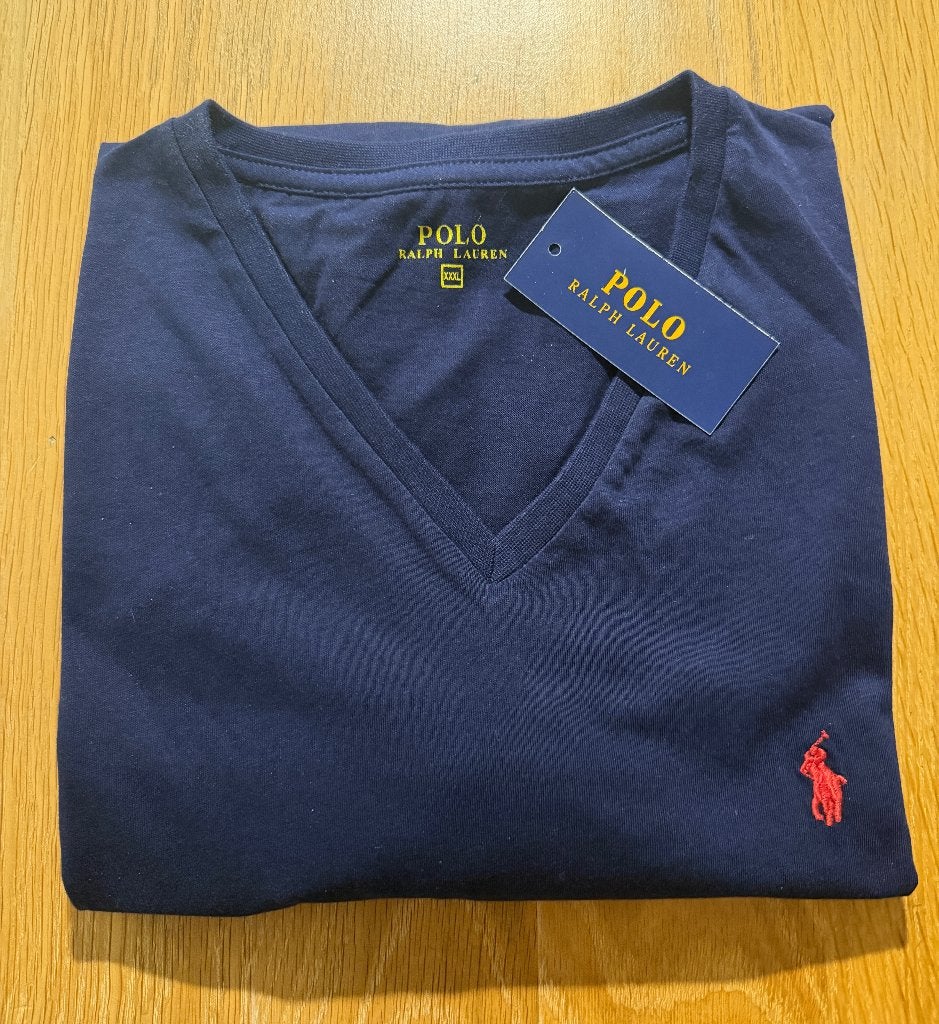 Polo Ralph Lauren v-hals t-shirt 3XL (nieuw), Blauw, Nieuw, Overige maten, Ophalen of Verzenden