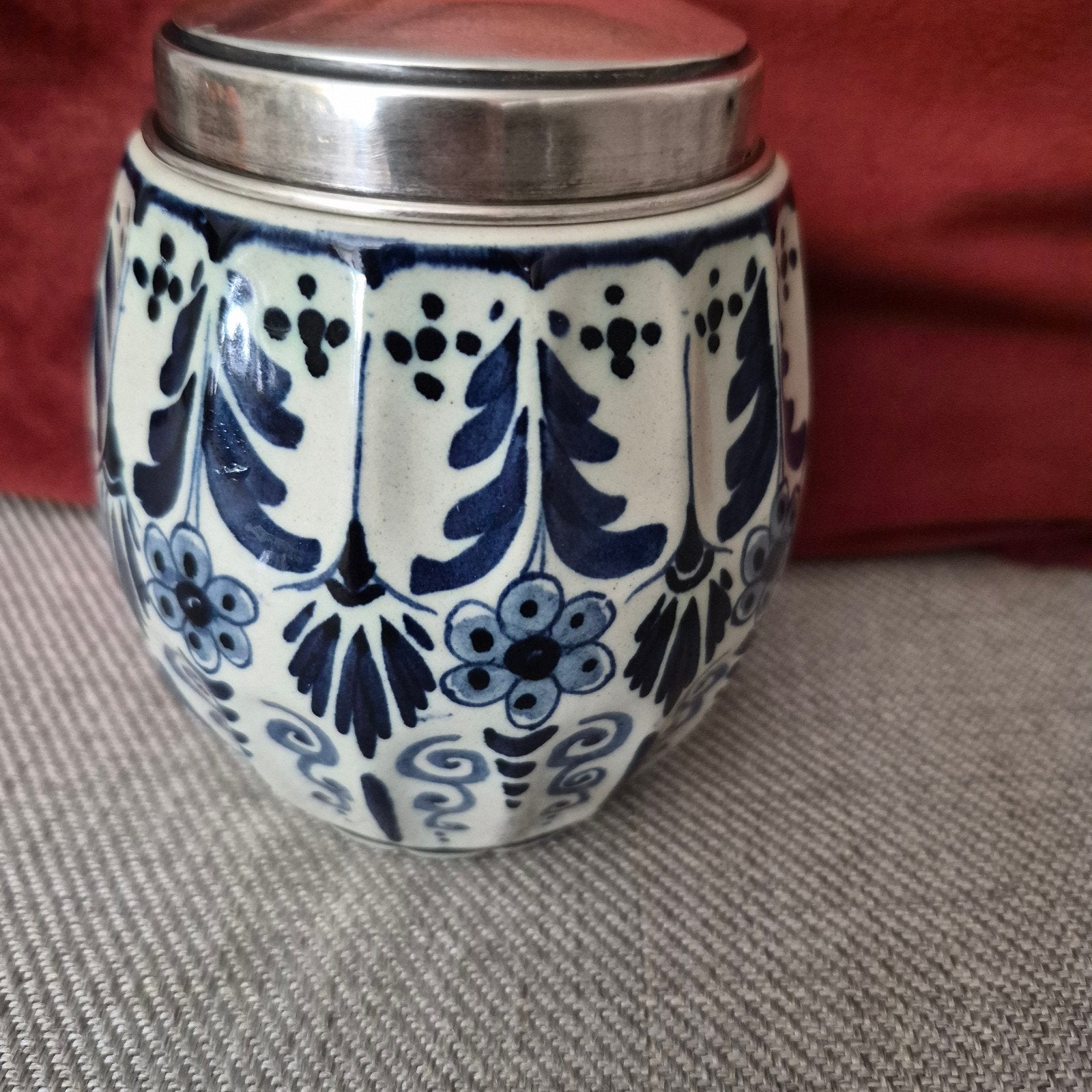 Delfts blauw gemberpotje zwaard gemerkt deksel – herden, Ophalen of Verzenden