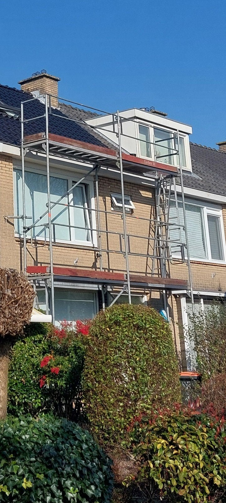 Layher renovatie steiger, Doe-het-zelf en Verbouw, Steigers, Ophalen, Gebruikt, Gevelsteiger, 5 meter of hoger