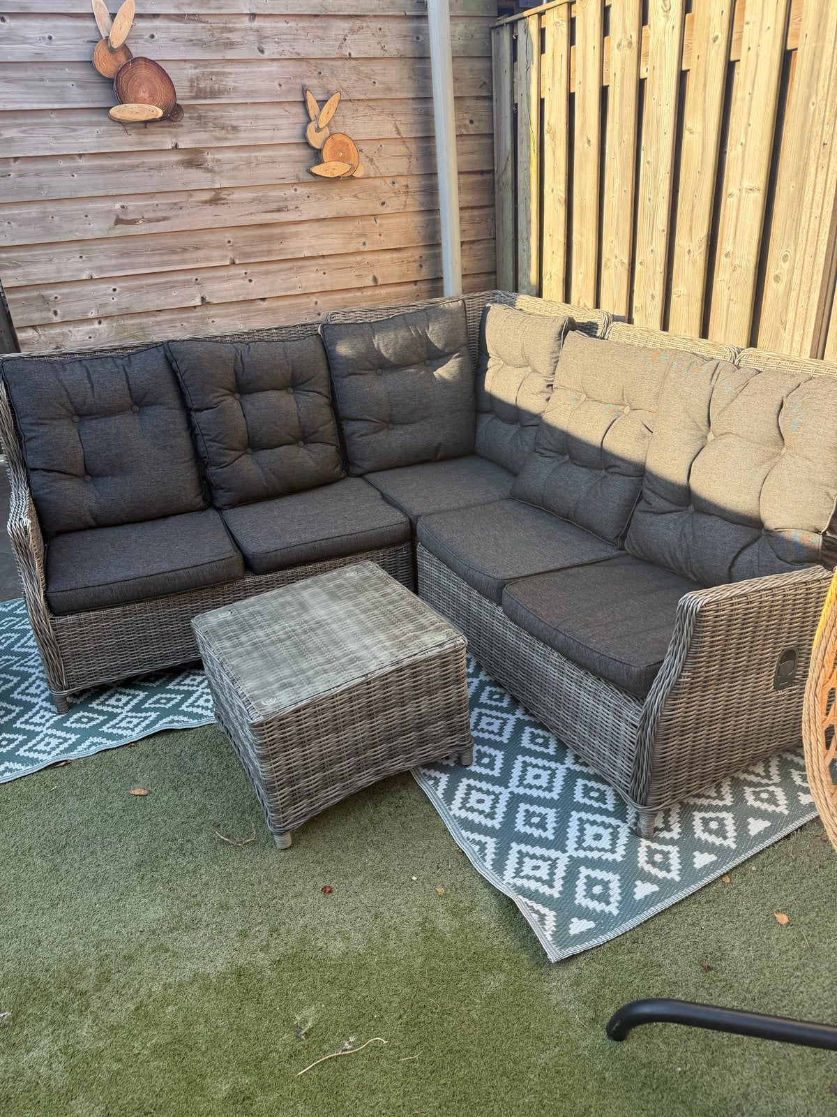 Loungebank met tafel en opbergbox, Ophalen, 5 zitplaatsen, Gebruikt, Loungeset