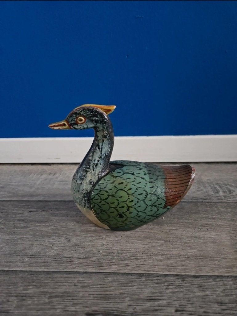 Eend antiek eendje hout India, Antiek en Kunst, Verzenden